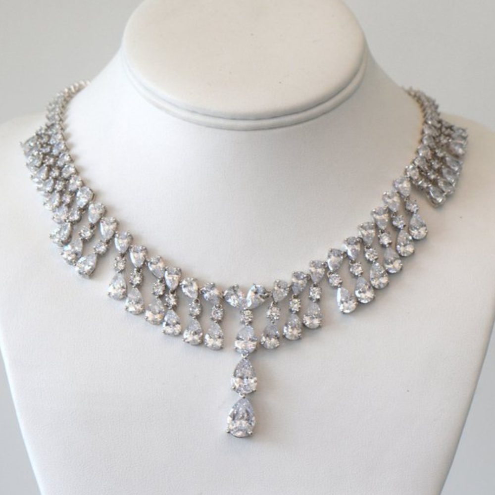 Cubic Zirconia Wedding Necklace, AAA Quality CZ